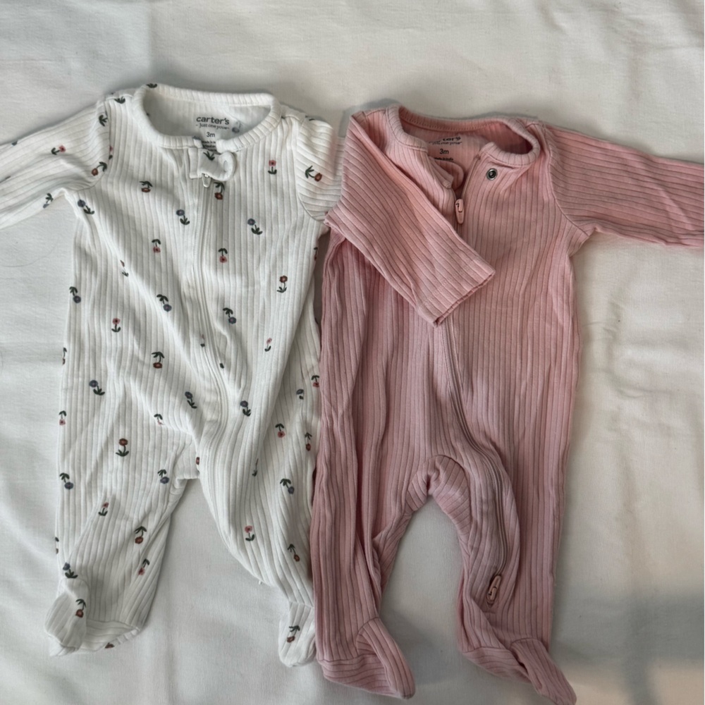 Carter's White and Pink Kids One Pieces Footies